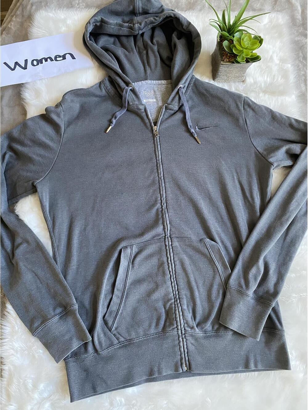 Women’s Nike Gray Zip-Up Hoodie Sweatshirt Size Medium